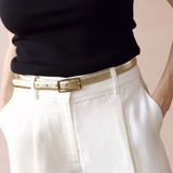 Varenna: Gold Metallic Skinny Belt