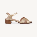 Ada: Gold Metallic Block Heeled Sandals