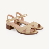 Ada: Gold Metallic Block Heeled Sandals