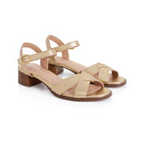 Ada: Gold Metallic Block Heeled Sandals