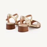 Ada: Gold Metallic Block Heeled Sandals