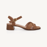 Ada: Tan Suede Block Heeled Sandals