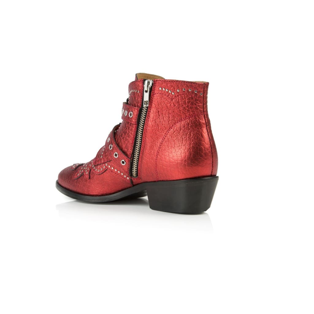 Air & Grace Starlight Red Metallic Leather Ankle Boots: Pre-Order For Dispatch W/c 11Th March