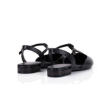 Anais: Black Leather Studded Pointed T-Bar Flats - Pre-Order (Dispatch w/c 1/09)