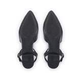 Anais: Black Leather Studded Pointed T-Bar Flats - Pre-Order (Dispatch w/c 1/09)