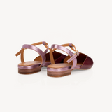 Anais: Burgundy Leather Pointed T-Bar Flats