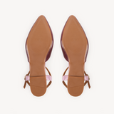 Anais: Burgundy Leather Pointed T-Bar Flats