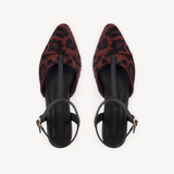 Anais: Leopard & Black Pointed T-Bar Flats