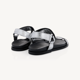 Cleo: Silver Crackle Leather Sandals