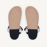 Cleo: Silver Crackle Leather Sandals