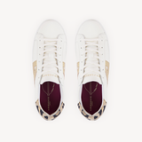 Cru Signature: Off White, Gold & Leopard Leather Trainers