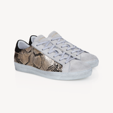 Cru Vintage: Gold Snake Print Trainers