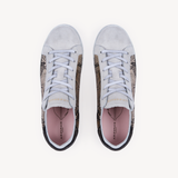 Cru Vintage: Gold Snake Print Trainers