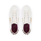 Cru Signature: Off White, Gold & Leopard Leather Trainers