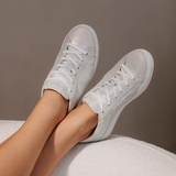 Cru Signature: Pearl Iridescent Leather Trainers