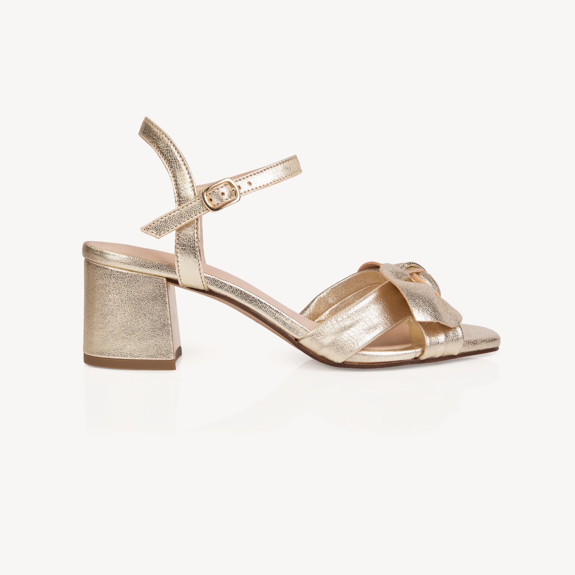 Dancing Queen Block Heel Sandals Metallic Leather