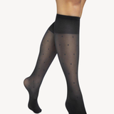 Doris Dots Knee-High Tights: Black