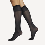 Doris Dots Knee-High Tights: Black