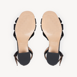 Frankie: Black Shimmer Suede Block Heel Sandals