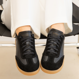 Isla: Black Leather & Suede Trainers