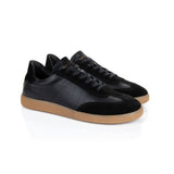 Isla: Black Leather & Suede Trainers