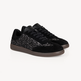 Isla: Black Glitter & Suede Trainers - Coming Soon