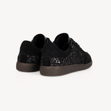 Isla: Black Glitter & Suede Trainers - Coming Soon