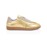 Isla: Gold Metallic Leather & Suede Trainers
