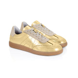 Isla: Gold Metallic Leather & Suede Trainers