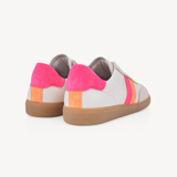Isla: Off White & Neon Stripe Leather & Suede Trainers