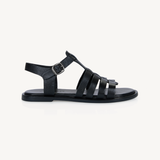 Kaia: Black Leather Gladiator Sandals