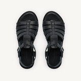 Kaia: Black Leather Gladiator Sandals