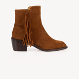 Lily: Tan Suede Fringe Ankle Boots