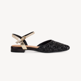 Loulou: Black & Gold Glitter Pointed Flats