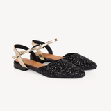 Loulou: Black & Gold Glitter Pointed Flats