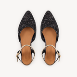 Loulou: Black & Gold Glitter Pointed Flats