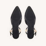 Loulou: Black & Gold Glitter Pointed Flats
