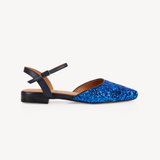 Loulou: Blue Glitter Pointed Flats
