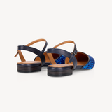 Loulou: Blue Glitter Pointed Flats