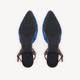 Loulou: Blue Glitter Pointed Flats