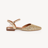 Loulou: Gold Glitter Pointed Flats