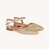 Loulou: Gold Glitter Pointed Flats