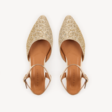 Loulou: Gold Glitter Pointed Flats