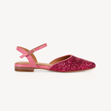 Loulou: Raspberry Glitter Pointed Flats