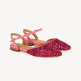 Loulou: Raspberry Glitter Pointed Flats