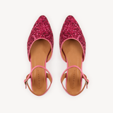 Loulou: Raspberry Glitter Pointed Flats