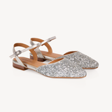 Loulou: Silver Glitter Pointed Flats