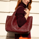 Lusso: Burgundy Woven Leather Handbag