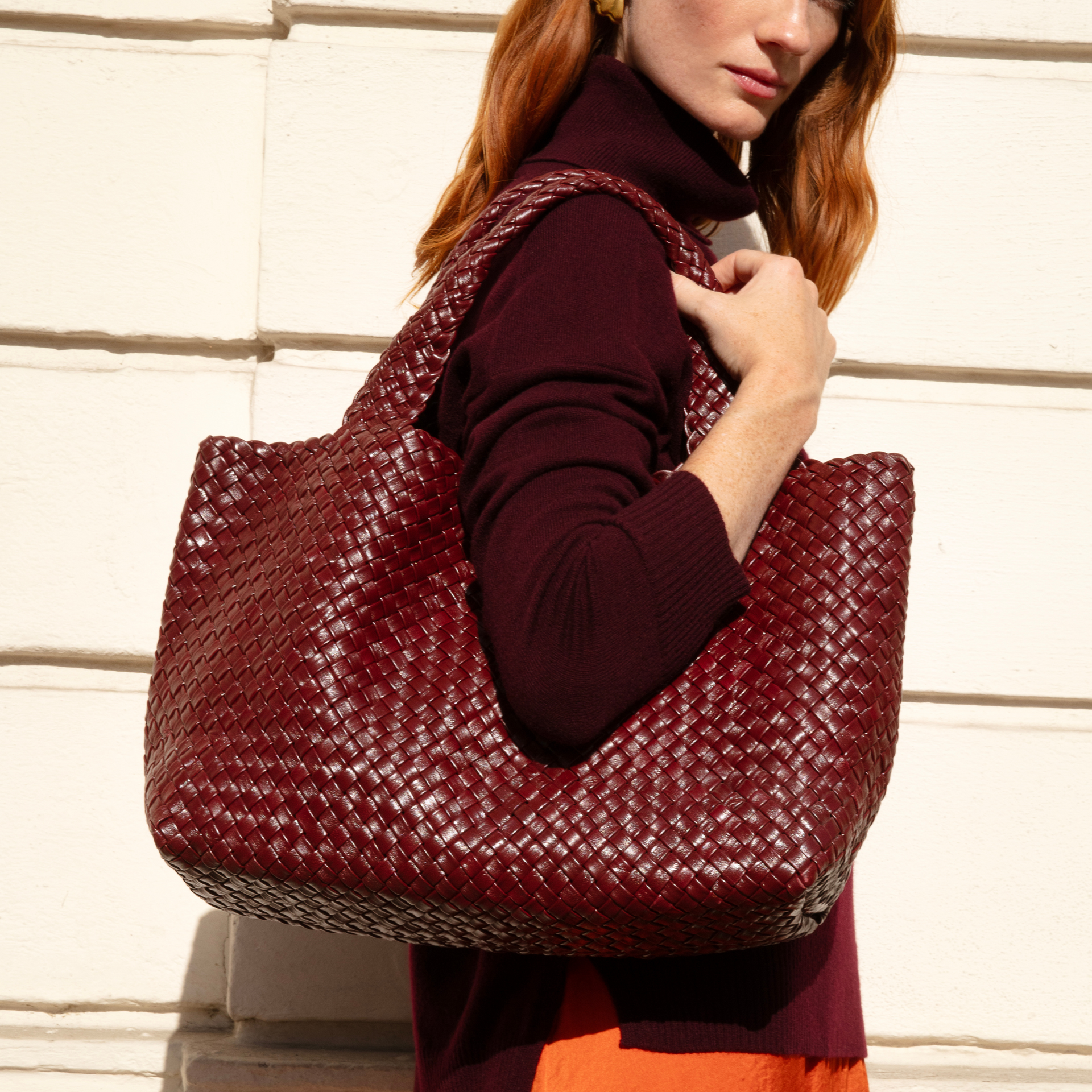 Lusso Woven Handbag Leather