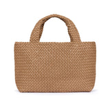 Lusso: Camel Woven Leather Handbag